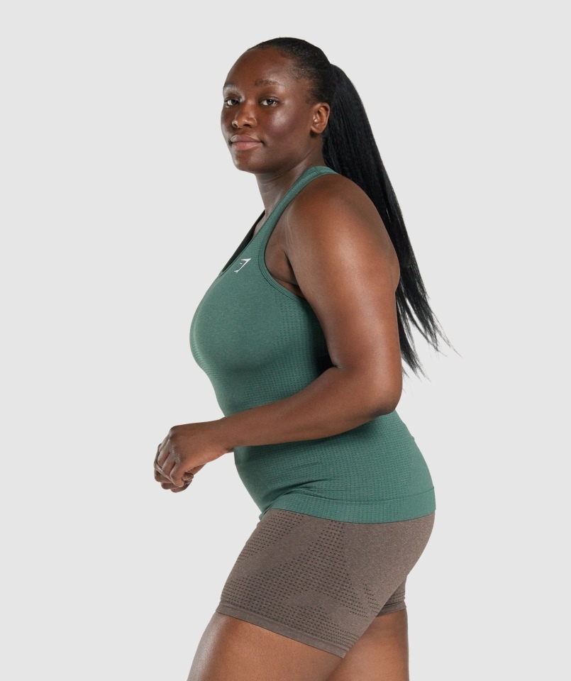 Gymshark Vital Bezszwowa Kamizelka 2.0 Ciemnozielona Marl