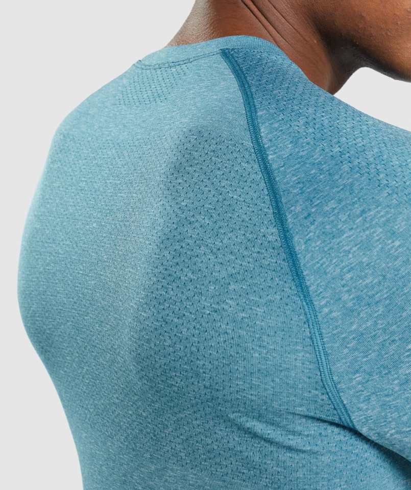 Gymshark Vital Bezszwowa Lekka Koszulka Z Długim Rękawem Tahoe Turkusowy Marl