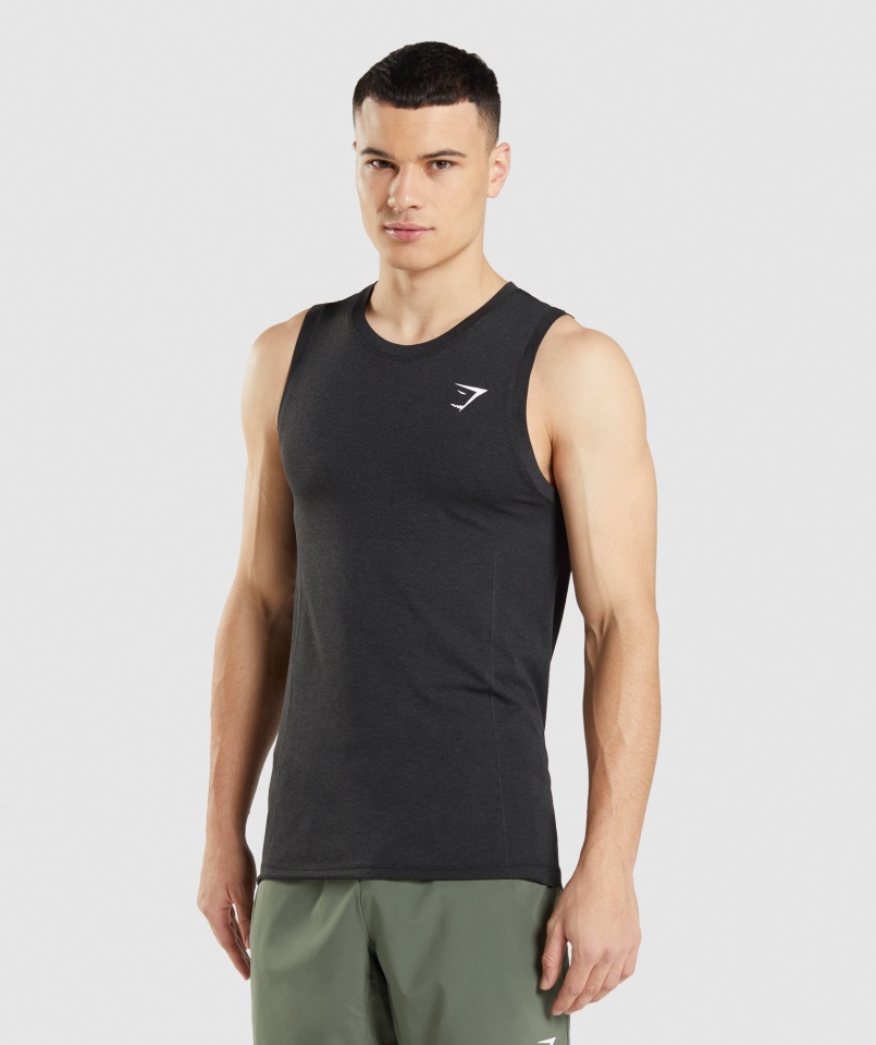 Gymshark Vital Bezszwowy Lekki Czołg Czarny Marl
