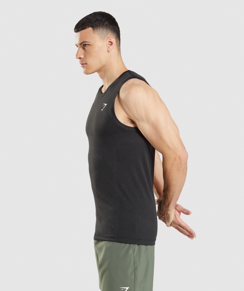 Gymshark Vital Bezszwowy Lekki Czołg Czarny Marl