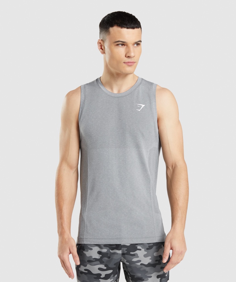 Gymshark Vital Bezszwowy Lekki Czołg Antracytowy Szary Marl
