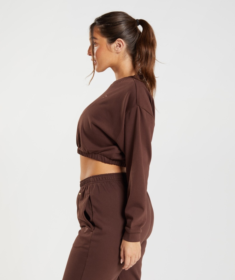 Gymshark Whitney Przycięty Sweter Rekindle Brown