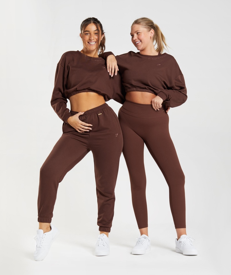 Gymshark Whitney Przycięty Sweter Rekindle Brown