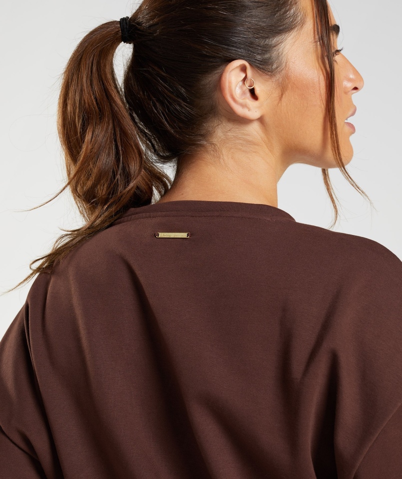 Gymshark Whitney Przycięty Sweter Rekindle Brown