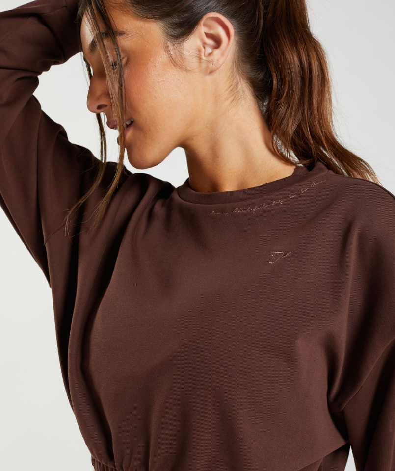 Gymshark Whitney Przycięty Sweter Rekindle Brown
