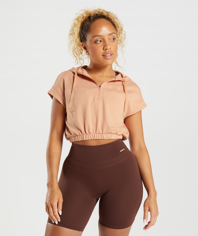 Gymshark Whitney Bluza Bez Rękawów Z Krótkim Rękawem, Zachód Słońca Beżowy