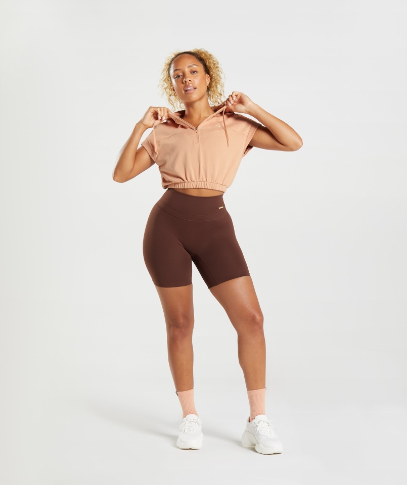 Gymshark Whitney Bluza Bez Rękawów Z Krótkim Rękawem, Zachód Słońca Beżowy