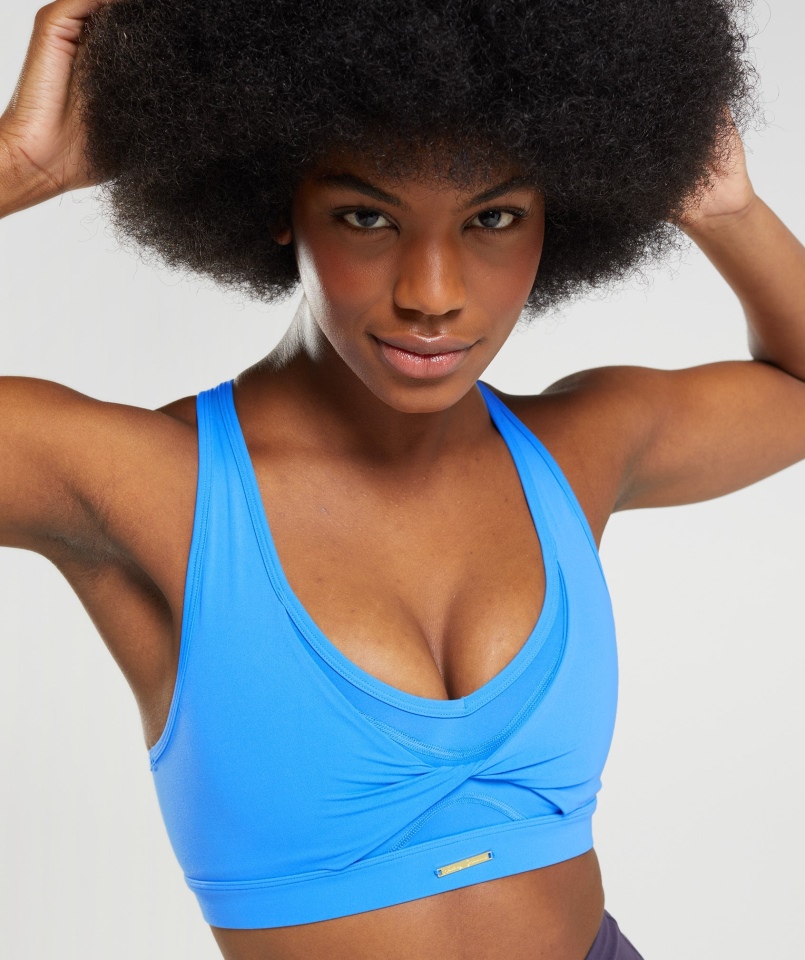 Gymshark Whitney Biustonosz Sportowy Z Siateczką Optimist Blue
