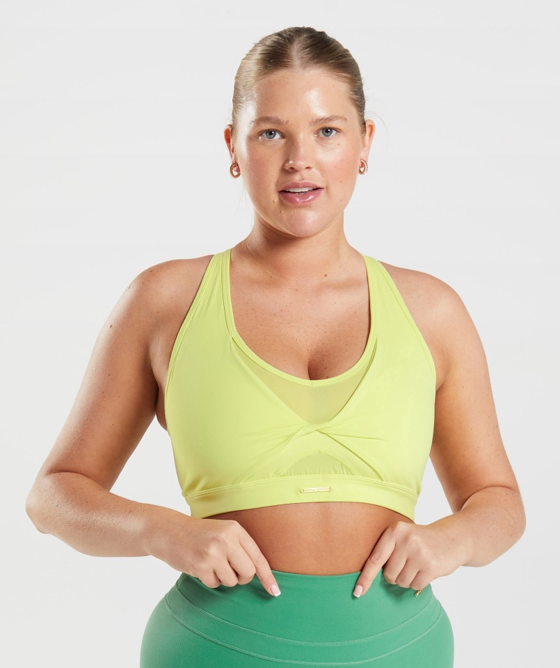 Gymshark Whitney Biustonosz Sportowy Z Siateczką Wodorosty Morskie Zielony