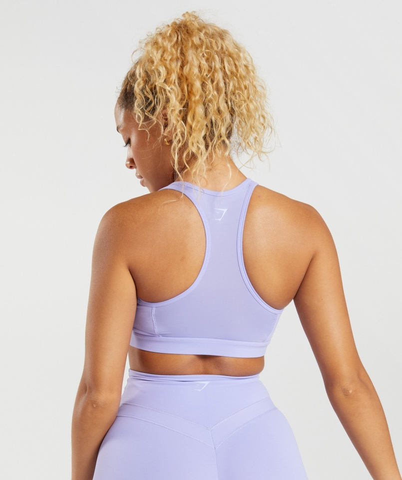 Gymshark Whitney Siateczkowy Biustonosz Sportowy Dziki Kwiat Fioletowy