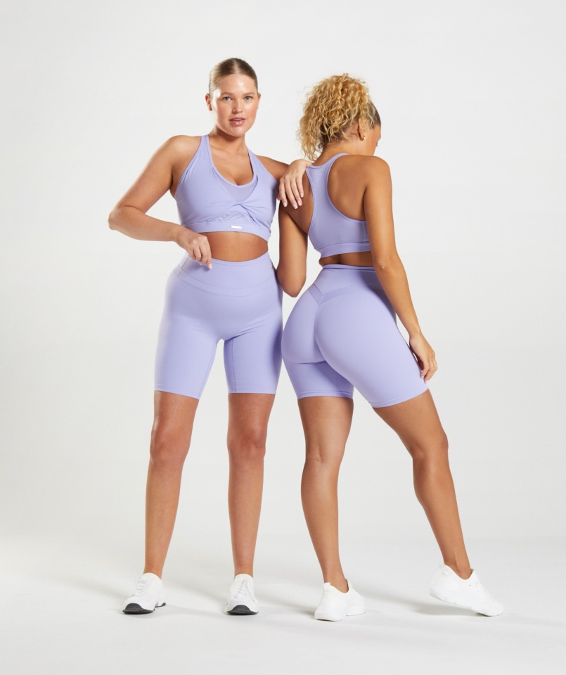 Gymshark Whitney Siateczkowy Biustonosz Sportowy Dziki Kwiat Fioletowy