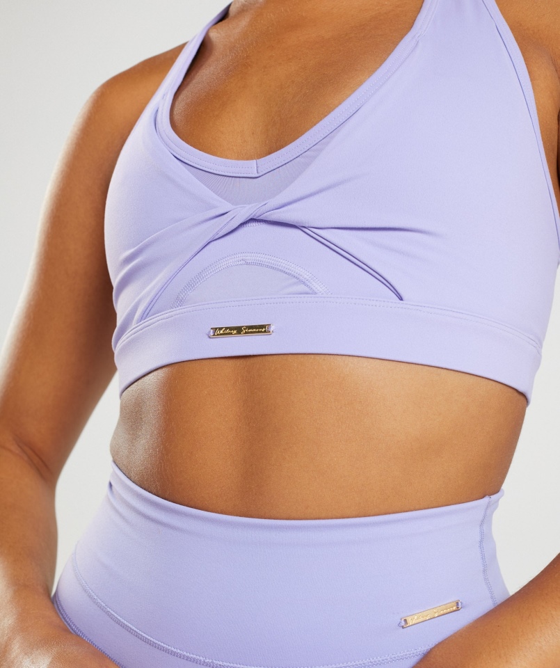 Gymshark Whitney Siateczkowy Biustonosz Sportowy Dziki Kwiat Fioletowy