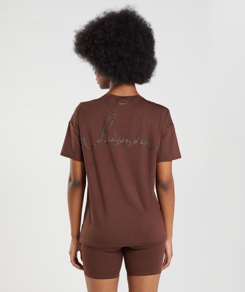 Gymshark Whitney Oversize T-shirt Ożywić Brązowy