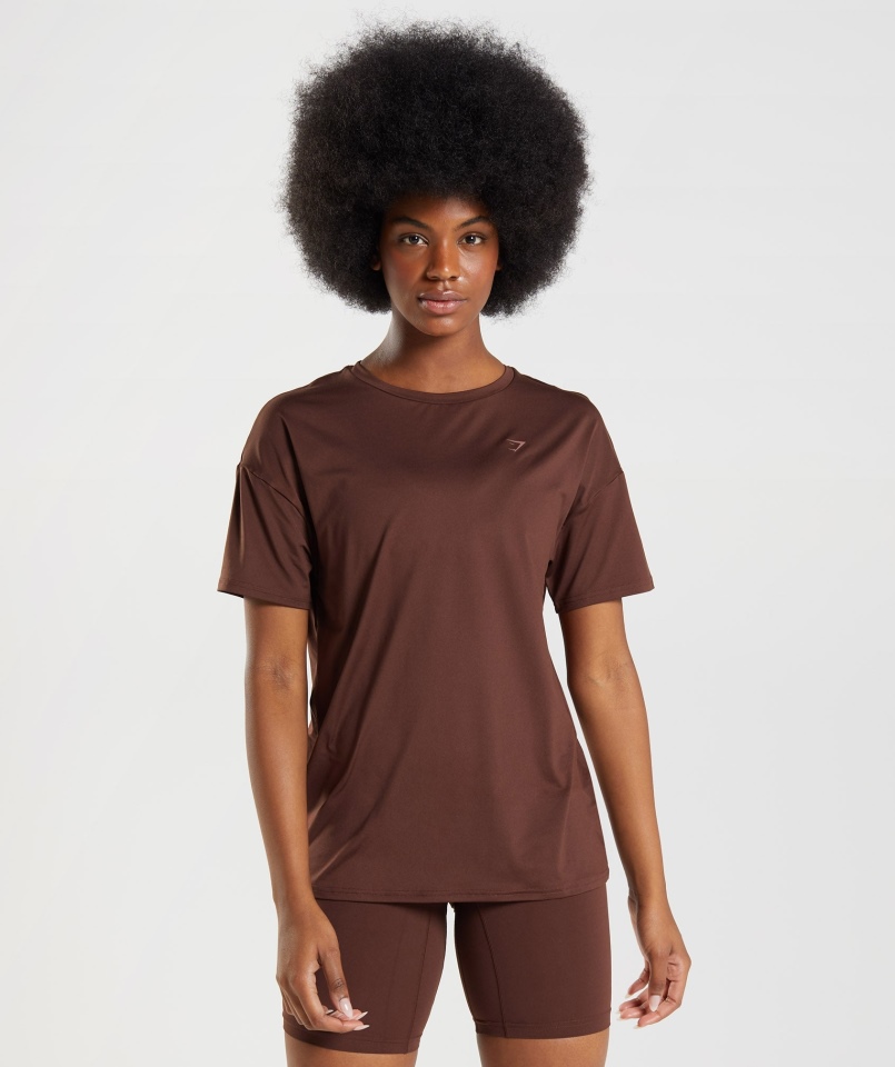 Gymshark Whitney Oversize T-shirt Ożywić Brązowy