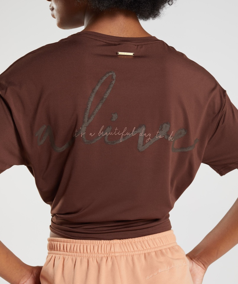 Gymshark Whitney Oversize T-shirt Ożywić Brązowy