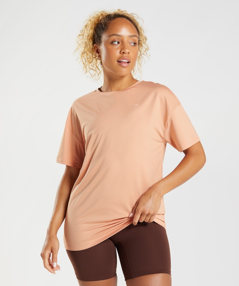 Gymshark Whitney T-shirt Oversize Zachód Słońca Beż