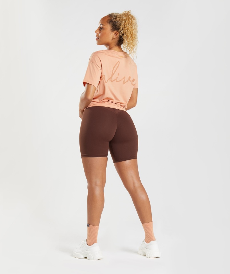 Gymshark Whitney T-shirt Oversize Zachód Słońca Beż