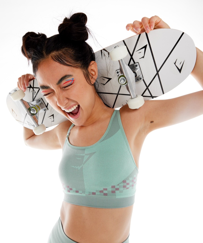 Gymshark Wtflex Cyborg Bezszwowy Biustonosz Sportowy Maya Niebiesko-różowo-turbo Niebieski